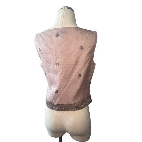 Vintage 80's Anne Klein Women's Pink Silk Floral Embroidered Tank Size 6 - Picture 2 of 10